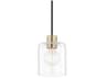 Neko 1-Light Aged Brass Clear Glass Cylinder Mini Pendant