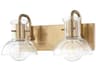 Riley 2-Light Aged Brass Glass Vanity Light