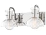 Riley 2-Light Polished Nickel Glass Vanity Light