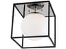Aira 1-Light Polished Nickel Black Glass Globe Flush Mount