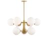 Paige 9-Light Aged Brass White Glass Globe Chandelier