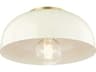 Avery 1-Light Aged Brass Cream White Dome Flush Mount