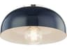 Avery 1-Light Polished Nickel Navy Blue Dome Flush Mount