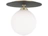 Ellis 1-Light Aged Brass Black Glass LED Globe Semi Flush Mount