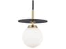 Ellis 1-Light Aged Brass Black Glass LED Globe Mini Pendant