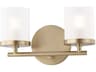 Ryan 2-Light Aged Brass Glass Vanity Light