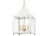 Leigh 4-Light Aged Brass Soft Off White Glass Candelabra Lantern Chandelier