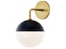 Renee 1-Light Aged Brass Black Glass Wall Sconce
