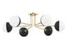 Renee 6-Light Aged Brass Black Glass Globe Semi Flush Mount