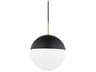 Renee 1-Light Aged Brass Black Glass Globe Mini Pendant