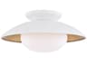 Cadence 1-Light White Lustro Gold Leaf Combo Glass Round Semi Flush Mount