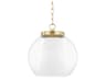 Sasha 1-Light Aged Brass Glass Globe Geometric Pendant
