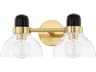 Camile 2-Light Aged Brass Glass Vanity Light