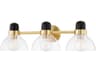 Camile 3-Light Aged Brass Glass Vanity Light