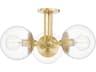 Meadow 3-Light Aged Brass Glass Globe Semi Flush Mount