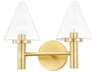 Connie 2-Light Aged Brass Glass Vanity Light