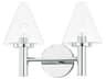 Connie 2-Light Polished Chrome Glass Vanity Light