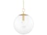 Juliana 1-Light Aged Brass Glass Globe Pendant