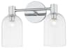 Paisley 2-Light Polished Chrome Glass Vanity Light