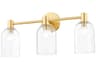 Paisley 3-Light Aged Brass Glass Vanity Light