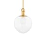 Anna 1-Light Aged Brass Glass Round Pendant