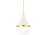 Ciara 1-Light Aged Brass Soft Cream White Glass Pendant