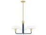 Aston 3-Light Aged Brass Slate Blue Candelabra Chandelier
