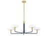 Aston 5-Light Aged Brass Slate Blue Chandelier