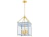 Rosalie 4-Light Aged Brass Soft Arctic Blue Lantern Pendant