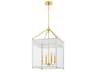 Rosalie 4-Light Aged Brass Soft Cream Lantern Pendant