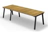 Maxximus Steel Extendable Rectangular Teak Top Outdoor Dining Table
