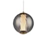 Swirly 1-Light Smoke Glass Aged Brass Globe Mini Pendant