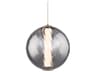 Swirly 1-Light Smoke Glass Brushed Nickel Globe Mini Pendant