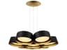 Marimba 7-Light Black Gold Leaf Glass LED Drum Pendant