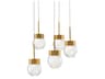Double Bubble 5-Light Aged Brass Globe Pendant
