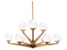 Double Bubble 9-Light Aged Brass Glass LED Globe Tiered Chandelier