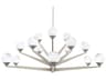 Double Bubble 15-Light Satin Nickel Glass LED Globe Tiered Chandelier