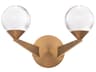 Double Bubble 2-Light Aged Brass Crystal LED Wall Sconce