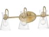Ava 3-Light Natural Aged Brass Gold Vanity Light