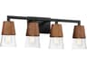 Carpenter 4-Light Walnut Black Vanity Light