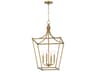 Clifton 4- Light Natural Aged Brass Traditional Lantern Pendant