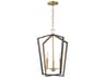 Melrose 3- Light Black Natural Aged Brass Lantern Pendant