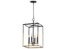Soho 4- Light Black weathered Brass Pendant
