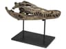 Antique Brass Alligator On Stand Sculpture