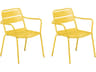 Kapri Aluminum Saffron Stackable Outdoor Dining Arm Chair Set of 2