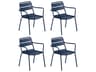 Kapri Aluminum Prussian Stackable Outdoor Dining Arm Chair Set of 4