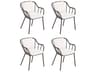 Malti Aluminum Carbon Stackable Patio Dining Arm Chair with Bliss Linen Cushion Set of 4