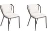 Malti Aluminum Carbon Stackable Outdoor Patio Dining Side Chair with Bliss Linen Cushion Set of 2