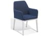 Oland Aluminum Chalk Outdoor Patio Dining Arm Chair with Spectrum Indigo Cushion