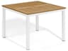 Travira Aluminum Chalk Square Tekwood Top Outdoor Dining Table with Umbrella Hole